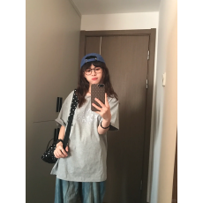 批发韩国大码女装纯棉210克100%棉女夏装慵懒宽松百搭印花短袖T恤韩系