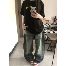 批发韩国大码女装纯棉210克100%棉女夏装慵懒宽松百搭印花短袖T恤韩系