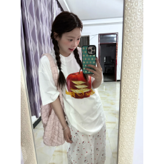 批发韩国大码女装纯棉210克100%棉女夏装慵懒宽松百搭印花短袖T恤韩系