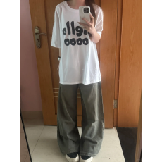 批发韩国大码女装纯棉210克100%棉女夏装慵懒宽松百搭印花短袖T恤韩系