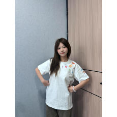 批发韩国大码女装纯棉210克100%棉女夏装慵懒宽松百搭印花短袖T恤韩系