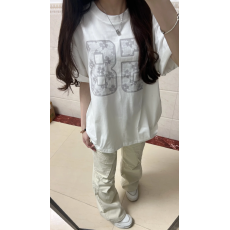 批发韩国大码女装纯棉210克100%棉女夏装慵懒宽松百搭印花短袖T恤韩系