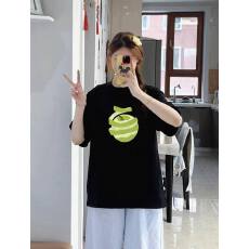 批发韩国大码女装纯棉210克100%棉女夏装慵懒宽松百搭印花短袖T恤韩系