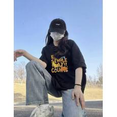 批发韩国大码女装纯棉210克100%棉女夏装慵懒宽松百搭印花短袖T恤韩系