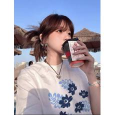 批发韩国大码女装纯棉210克100%棉女夏装慵懒宽松百搭印花短袖T恤韩系