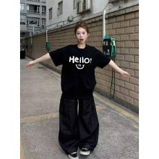 批发韩国大码女装纯棉210克100%棉女夏装慵懒宽松百搭印花短袖<b class='q'>T</b><b class='q'>恤</b>韩系