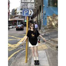 批发韩国大码女装纯棉210克100%棉女夏装慵懒宽松百搭印花短袖<b class='q'>T</b><b class='q'>恤</b>韩系