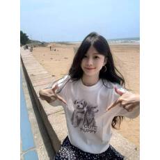 批发韩国大码女装纯棉210克100%棉女夏装慵懒宽松百搭印花短袖<b class='q'>T</b><b class='q'>恤</b>韩系