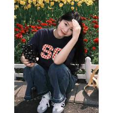 批发韩国大码女装纯棉210克100%棉女夏装慵懒宽松百搭印花短袖<b class='q'>T</b><b class='q'>恤</b>韩系