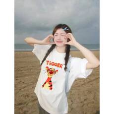 批发韩国大码女装纯棉210克100%棉女夏装慵懒宽松百搭印花短袖<b class='q'>T</b><b class='q'>恤</b>韩系