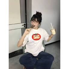 批发韩国大码女装纯棉210克100%棉女夏装慵懒宽松百搭印花短袖<b class='q'>T</b><b class='q'>恤</b>韩系