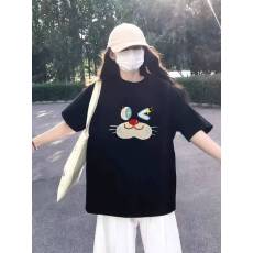 批发韩国大码女装纯棉210克100%棉女夏装慵懒宽松百搭印花短袖<b class='q'>T</b><b class='q'>恤</b>韩系