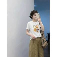 批发韩国大码女装纯棉210克100%棉女夏装慵懒宽松百搭印花短袖<b class='q'>T</b><b class='q'>恤</b>韩系