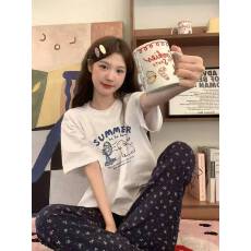 批发韩国大码女装纯棉210克100%棉女夏装慵懒宽松百搭印花短袖<b class='q'>T</b><b class='q'>恤</b>韩系