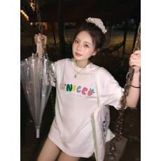 批发韩国大码女装纯棉210克100%棉女夏装慵懒宽松百搭印花短袖<b class='q'>T</b><b class='q'>恤</b>韩系