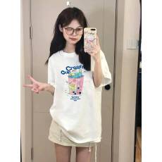 批发韩国大码女装纯棉210克100%棉女夏装慵懒宽松百搭印花短袖<b class='q'>T</b><b class='q'>恤</b>韩系