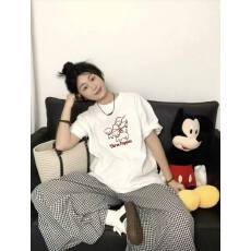 批发韩国大码女装纯棉210克100%棉女夏装慵懒宽松百搭印花短袖<b class='q'>T</b><b class='q'>恤</b>韩系