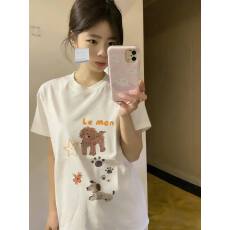 批发韩国大码女装纯棉210克100%棉女夏装慵懒宽松百搭印花短袖<b class='q'>T</b><b class='q'>恤</b>韩系