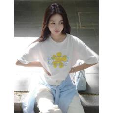 批发韩国大码女装纯棉210克100%棉女夏装慵懒宽松百搭印花短袖<b class='q'>T</b><b class='q'>恤</b>韩系