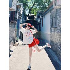 批发韩国大码女装纯棉210克100%棉女夏装慵懒宽松百搭印花短袖<b class='q'>T</b><b class='q'>恤</b>韩系