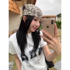 批发<b class='q'>韩国</b>大码女装纯棉210克100%棉女夏装慵懒宽松百搭印花短袖T恤韩系