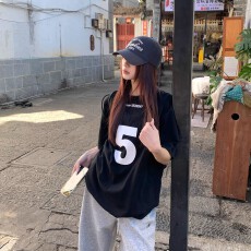 批发韩国大码女装纯棉210克100%棉女夏装慵懒<b class='q'>宽松</b>百搭印花短袖T恤韩系