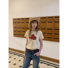 批发韩国大码女装纯棉210克100%棉女夏装慵懒<b class='q'>宽松</b>百搭印花短袖T恤韩系