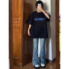 批发韩国大码女装纯棉210克100%棉女夏装慵懒宽松百搭印花短袖T恤韩系