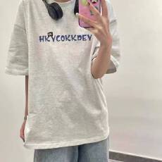 批发韩国大码女装纯棉210克100%棉女夏装慵懒宽松百搭印花短袖T恤韩系