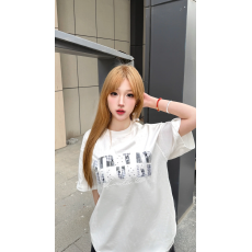 批发韩国大码女装纯棉210克100%棉女夏装慵懒宽松百搭印花短袖T恤韩系