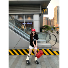 批发<b class='q'>韩国</b>大码女装纯棉210克100%棉女夏装慵懒宽松百搭印花短袖T恤韩系