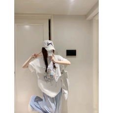 批发<b class='q'>韩国</b>大码女装纯棉210克100%棉女夏装慵懒宽松百搭印花短袖T恤韩系