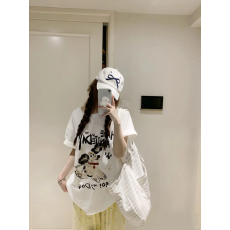 批发<b class='q'>韩国</b>大码女装纯棉210克100%棉女夏装慵懒宽松百搭印花短袖T恤韩系