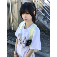 批发韩国<b class='q'>大</b>码女装纯棉210克100%棉女夏装慵懒宽松百搭印花短袖T恤韩系