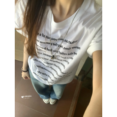 批发韩国<b class='q'>大</b>码女装纯棉210克100%棉女夏装慵懒宽松百搭印花短袖T恤韩系