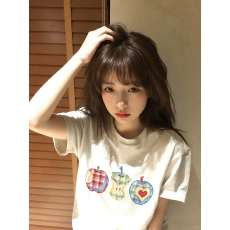 批发韩国<b class='q'>大</b>码女装纯棉210克100%棉女夏装慵懒宽松百搭印花短袖T恤韩系