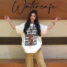 批发韩国<b class='q'>大码</b><b class='q'>女</b>装纯棉210克100%棉<b class='q'>女</b>夏装慵懒宽松百搭印花短袖T恤韩系