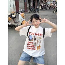 批发韩国<b class='q'>大</b>码女装纯棉210克100%棉女夏装慵懒宽松百搭印花短袖<b class='q'>T</b><b class='q'>恤</b>韩系