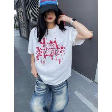 批发韩国<b class='q'>大</b>码女装纯棉210克100%棉女夏装慵懒宽松百搭印花短袖<b class='q'>T</b><b class='q'>恤</b>韩系