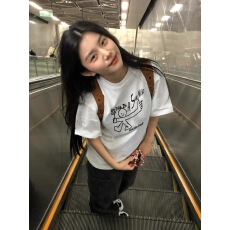 批发韩国<b class='q'>大</b>码女装纯棉210克100%棉女夏装慵懒宽松百搭印花短袖<b class='q'>T</b><b class='q'>恤</b>韩系