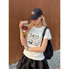 批发40支220克精梳92%棉+8%氨纶后包领<b class='q'>修身</b>显瘦正肩短袖t恤女辣妹短款