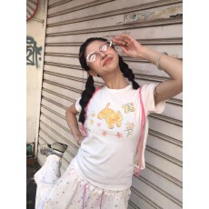 批发40支220克精梳92%棉+8%氨纶后包领<b class='q'>修身</b>显瘦正肩短袖t恤女辣妹短款