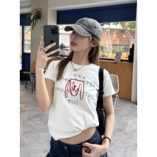 批发40支220克精梳92%棉+8%氨纶后包领<b class='q'>修身</b>显瘦正肩短袖t恤女辣妹短款