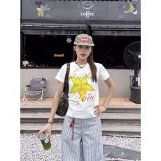 批发40支220克精梳92%棉+8%氨纶后包领<b class='q'>修身</b>显瘦正肩短袖t恤女辣妹短款