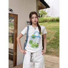 批发40支220克精梳92%棉+8%氨纶后包领<b class='q'>修身</b>显瘦正肩短袖t恤女辣妹短款