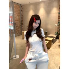 批发40支220克精梳92%棉+8%氨纶后包领<b class='q'>修身</b>显瘦正肩短袖t恤女辣妹短款