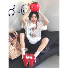 批发韩国<b class='q'>大</b>码女装纯棉210克100%棉女夏装慵懒宽松百搭印花短袖<b class='q'>T</b><b class='q'>恤</b>韩系