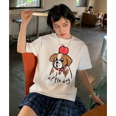 批发韩国<b class='q'>大</b>码女装纯棉210克100%棉女夏装慵懒宽松百搭印花短袖<b class='q'>T</b><b class='q'>恤</b>韩系