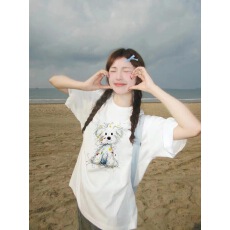 批发韩国<b class='q'>大</b>码女装纯棉210克100%棉女夏装慵懒宽松百搭印花短袖<b class='q'>T</b><b class='q'>恤</b>韩系