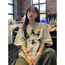 批发韩国<b class='q'>大</b>码女装纯棉210克100%棉女夏装慵懒宽松百搭印花短袖<b class='q'>T</b><b class='q'>恤</b>韩系